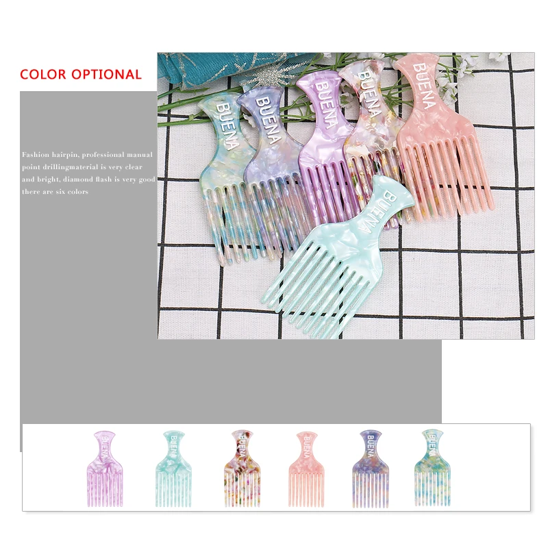 Расческа для волос с логотипом под заказ, расческа для волос, цвета мрамора, ацетатная расческа для волос, африканские черные женские расчески для укладки волос