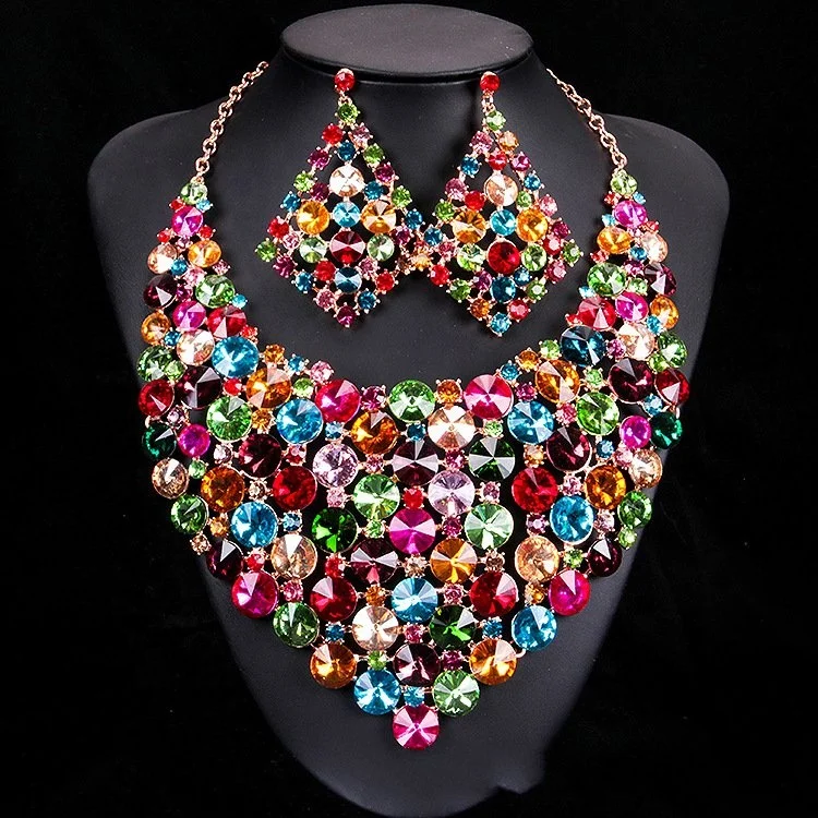 Free customize silver Artilady wedding dinner crystal necklace earring ring sets of gold luxury jewelry for women