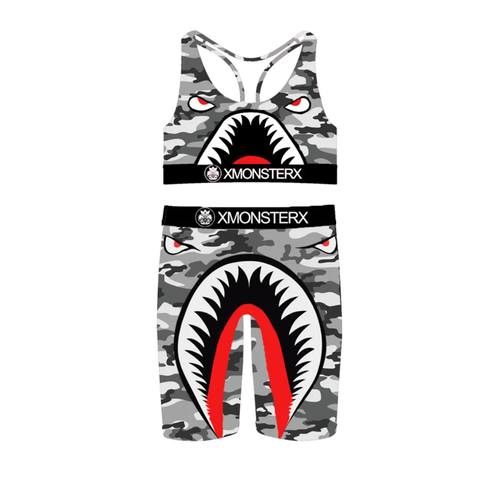 Eth Custom Logo Printed Sports Bra Sets Quick Dry High Quality Plus Size Sports Set Boxer Set Women