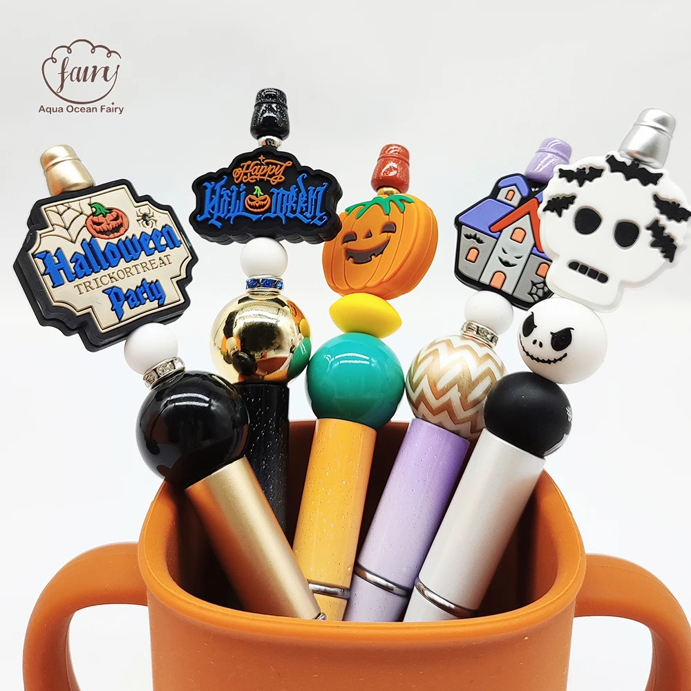 New Design Christmas Hat Halloween Silicone 3d Focal Beads Character Unique Silicone Rainbow Beads For Baby Pacifier Clip