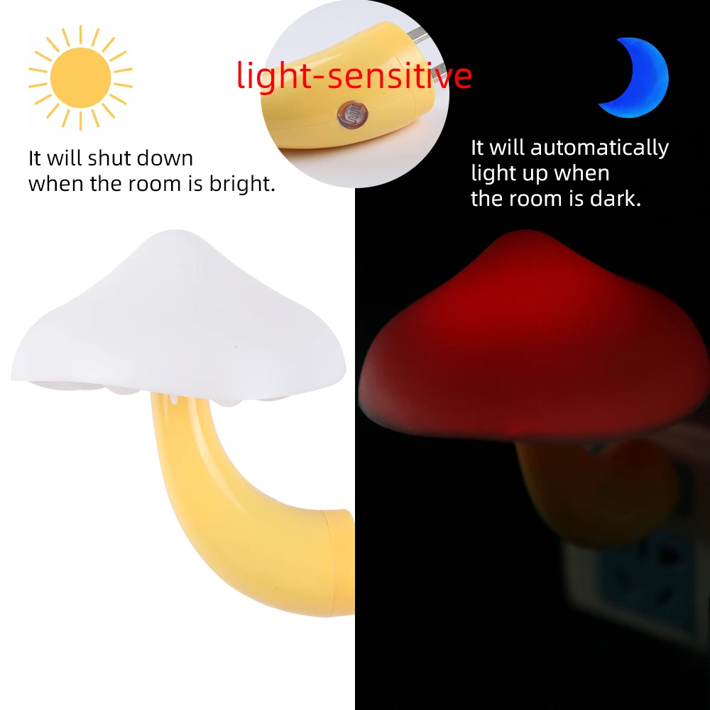7 Colors Led Night Lights Mushroom Shape Automatic Sensor Bedroom Decor Wall Lamps For Kid Room Bedside Lamp Christmas Gift