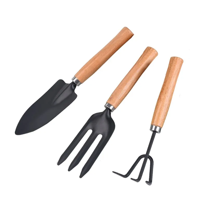 Garden Tools Set Of 3 Pcs Plant Potted Flower Gadget Stainless Steel Wooden Handle Garden Tools