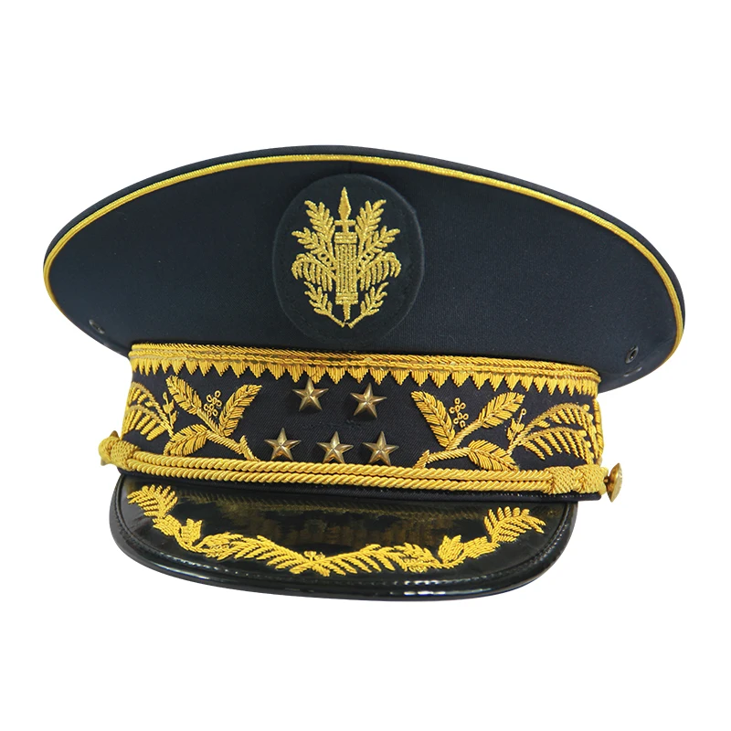 OEM high quality military uniform officer with double oak leaf tips and embroidered hat badge