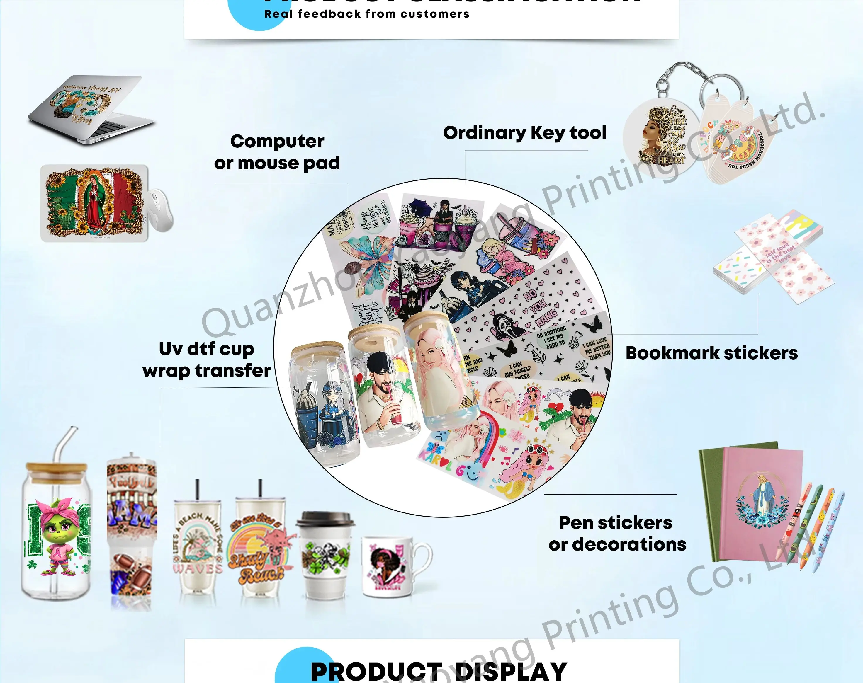 Student Gift Uv Dtf Pen Wraps  Animal Flowers Transfer Paper Stickers Waterproof Crafting Pen Diy logo stickers