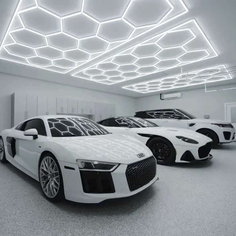 The High Flux Top Level Hexagonal Garage Lights Hexa grid Led Lighting For The Car Detailing