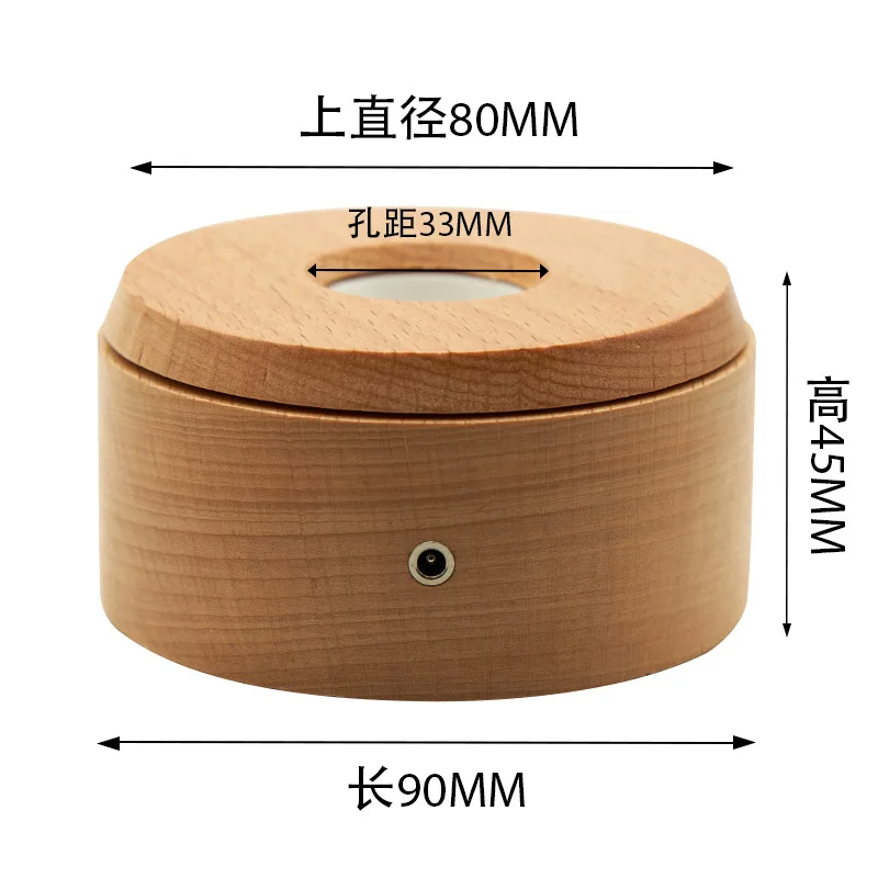 Usb Integrated Lamp Holder Crystal Led Polished Folk Art Solid Wood Base Rotating Multi-Mode Seven-Color White Ball Match Square