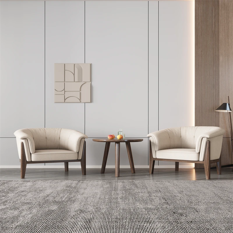 Nordic Modern Design Living Room Chair Walnut and log color solid wood  arm chair modern