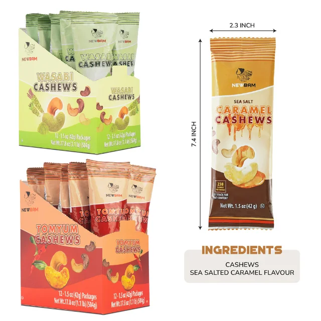 Roasting Machine Screw Nut Roaster Artificial  Dried Wholesale Shelling Machine Cashew 3 Flavours Mix Caramel Wasabi Tomyum Nut