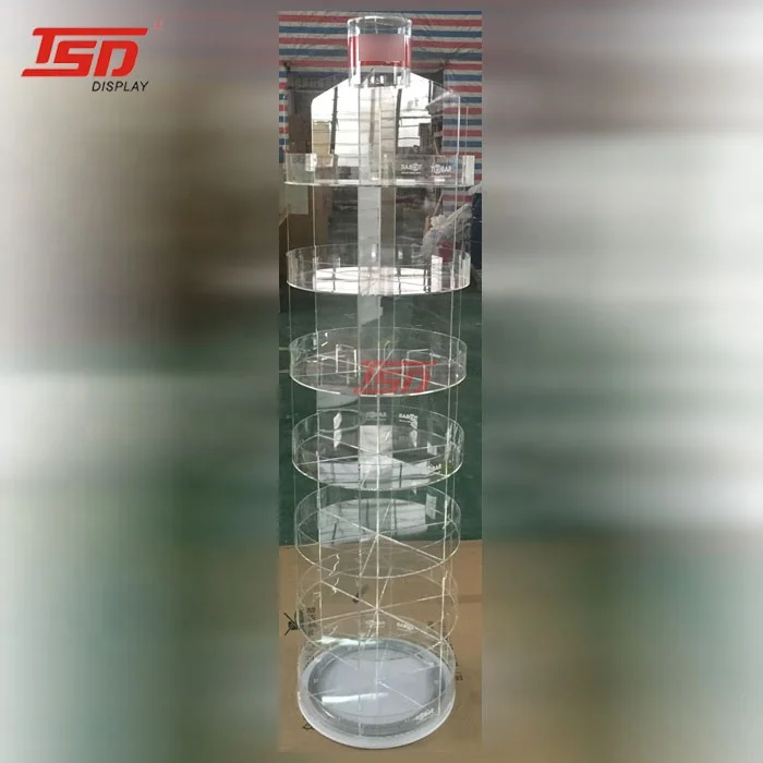 Acrylic floor standing 7-tiers rotatable display stand for kids nicknack dinky toys