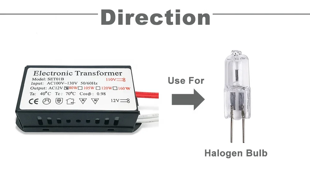 110V Electronic Transformer 80W AC110V-130V to AC 12V Power Supply For G4 Halogen Crystal Lamp Beads Quartz Chandelier