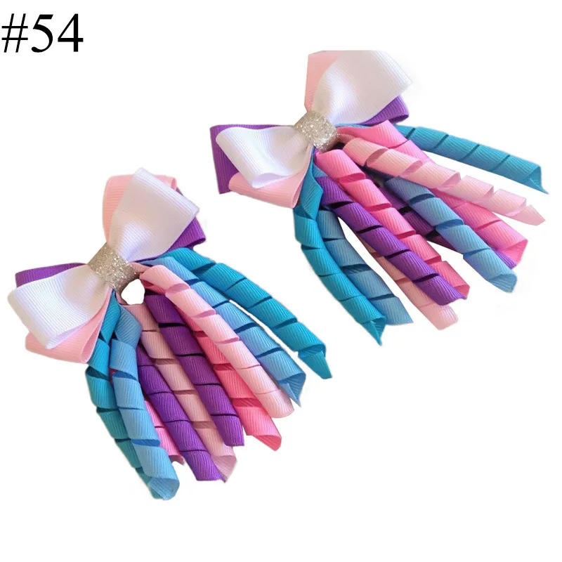 Shuoyang Curly Bow Hair Accessories Multi Colors Girls Ribbon Hair Bows With Elastic Hair Band