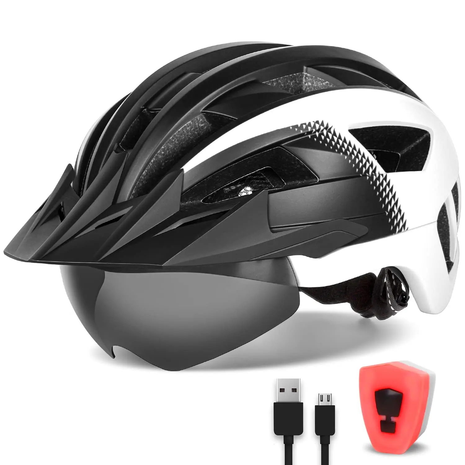 Adult Bike Helmet Visor Men Women Mountain Road Bicycle Rechargeable Adult Cycling Helmet