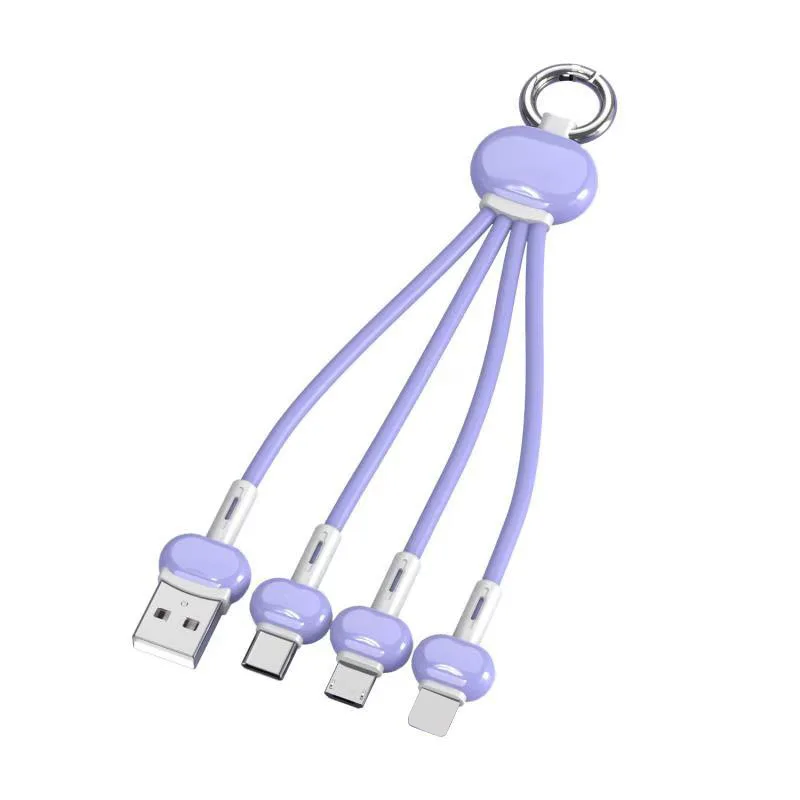 USB зарядный кабель для Android Apple Type c брелок 3-в-1 быстрой зарядки