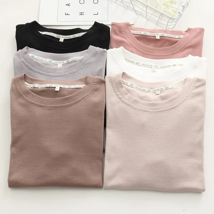 Custom logo Summer loose fit crew neck short sleeve cotton t shirt women t-shirt