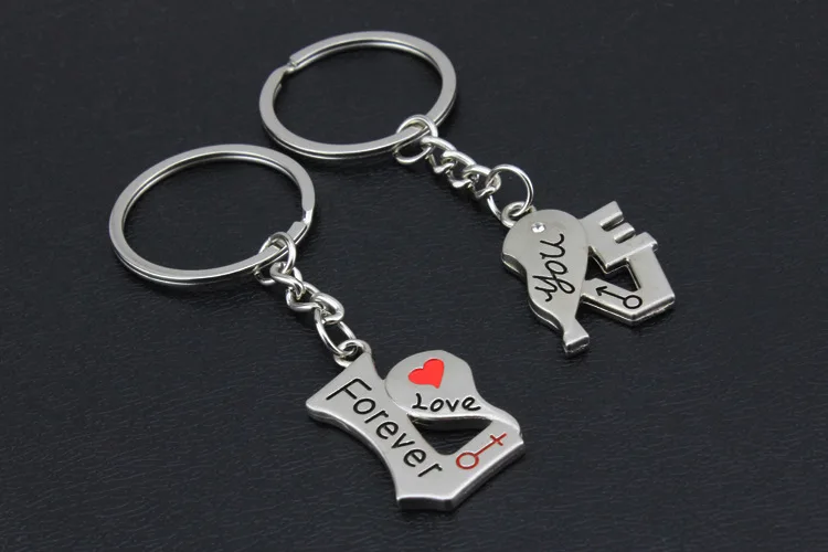 Женский брелок металлический в форме сердца для влюбленных пар кольцо ключей