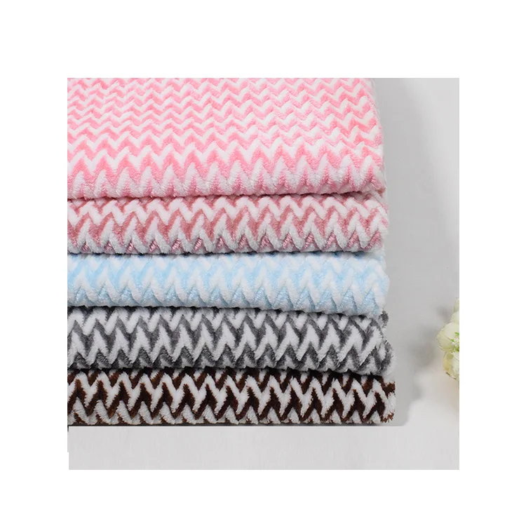 KINGCASON Оптовая продажа Новый стиль 100% полиэстер анти-таблетки Вязание жаккард фланель флис с волнистым узором для постельного белья