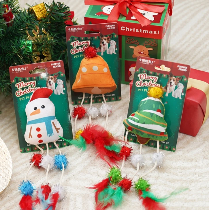 New Christmas Cat Toy With Catnip Bite Resistant Cute Cartoon Plush Cat Toys