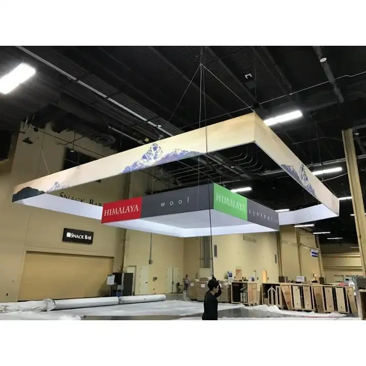 China Supplier Frameless SEG Frame Backlit LED Trade Show Hanging Sign Ceiling Hanging Banner