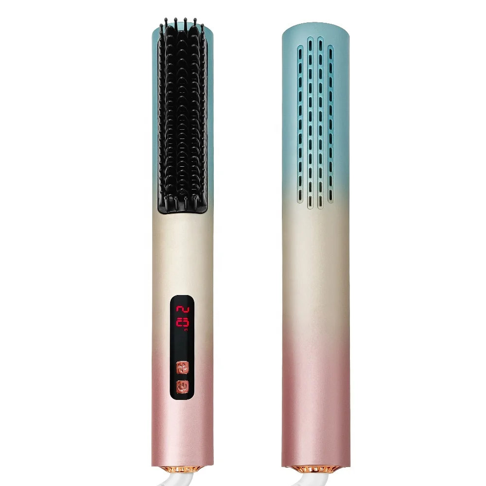 Dongguan Electric Hair Brush Cold Hair Straightener Ceramic Comb Hair Straightening Brush 2 in1 For Women Salon