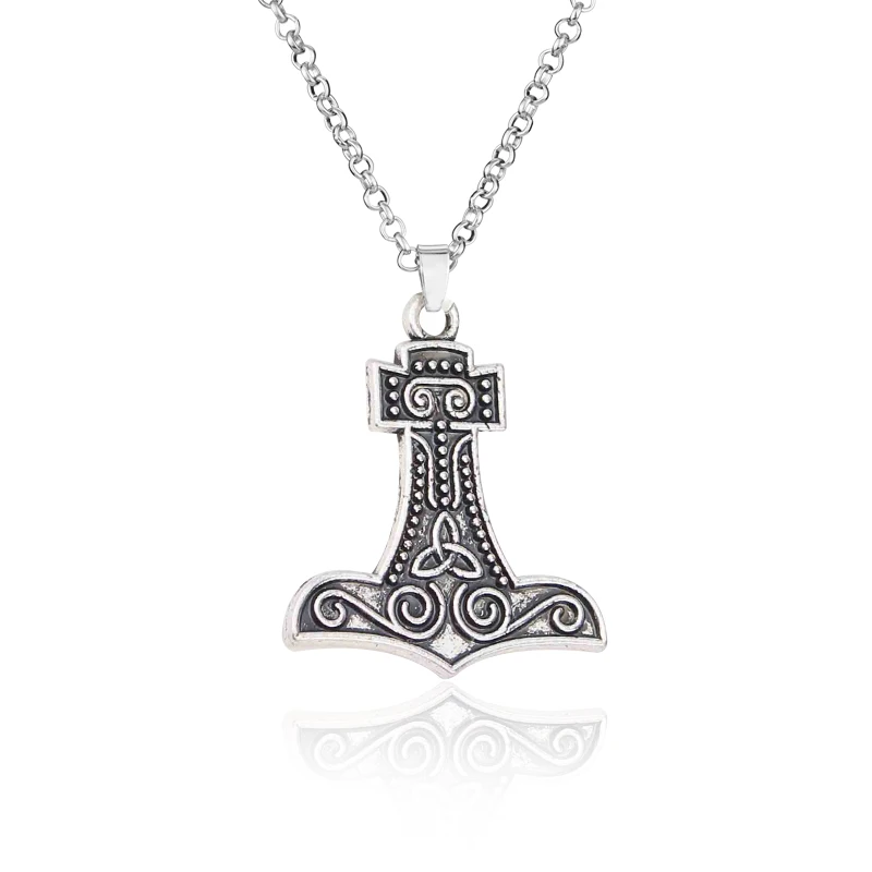 Viking Odin Axe Head Thor Hammer Mjolnir Pendant Norse Jewelry Punk Style Necklace