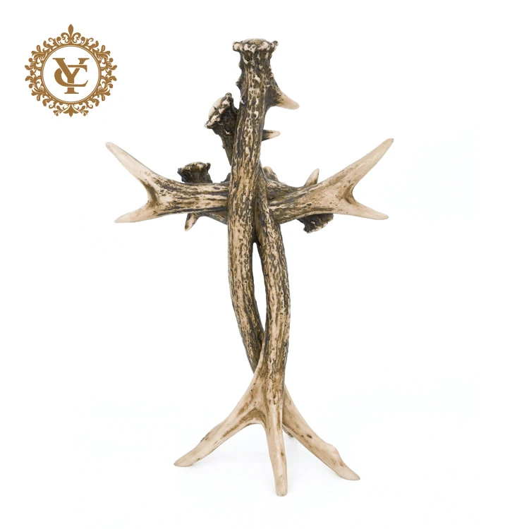 Custom Wholesale Resin Antler Table Cross Antler Decoration Religious Cross