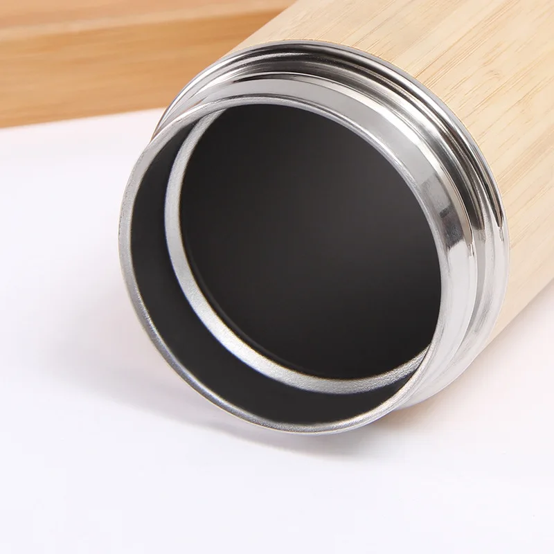 Modern And Simple Bamboo Color Double Layer 304 Stainless Steel Liner Business Office Thermos