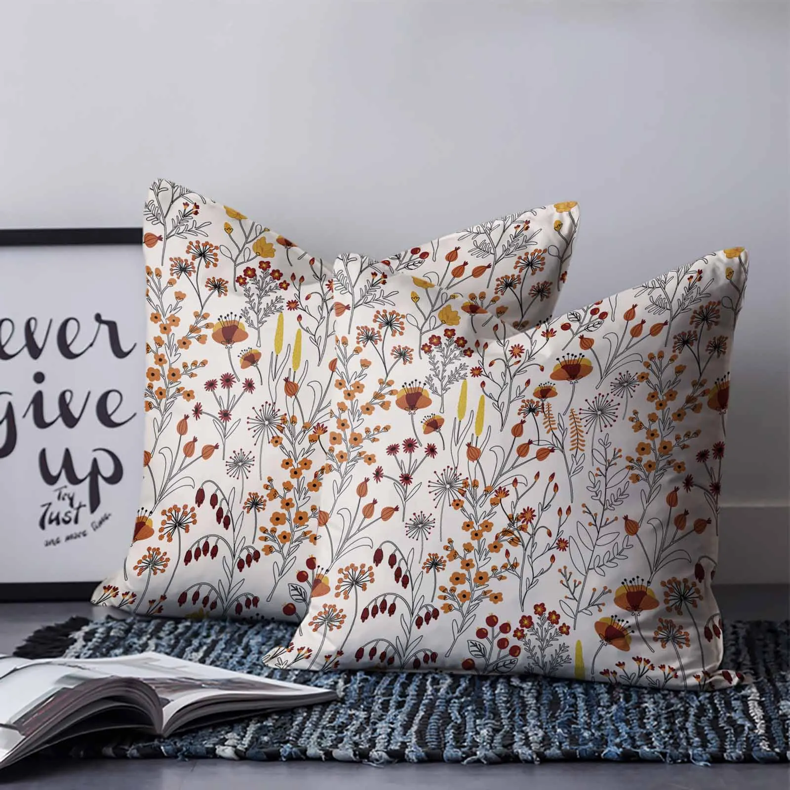 New Design  Boho Flowers Home Sofa Decor Sublimation Pillow Cover Customized Linen Cushion Cover For Home