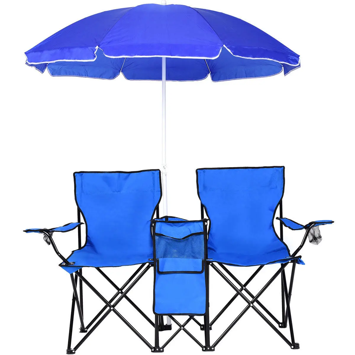 Wholesale Outdoor Patio Lightweight Portable Folding Armchair Double Camp Armrest Picnic Fishing Pool Beach Chair With Umbrella