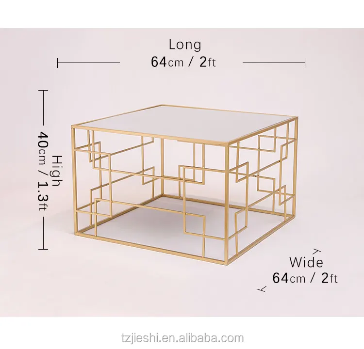 High and low tea table metal design top mirror set table