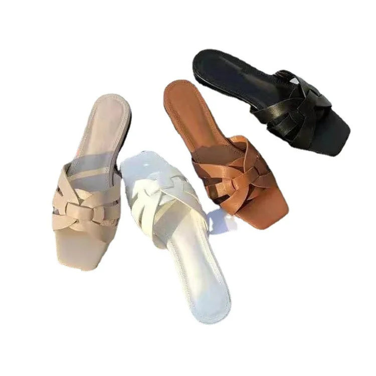 Fashion  women flat bow sandals Large size slippers female summer outside wear