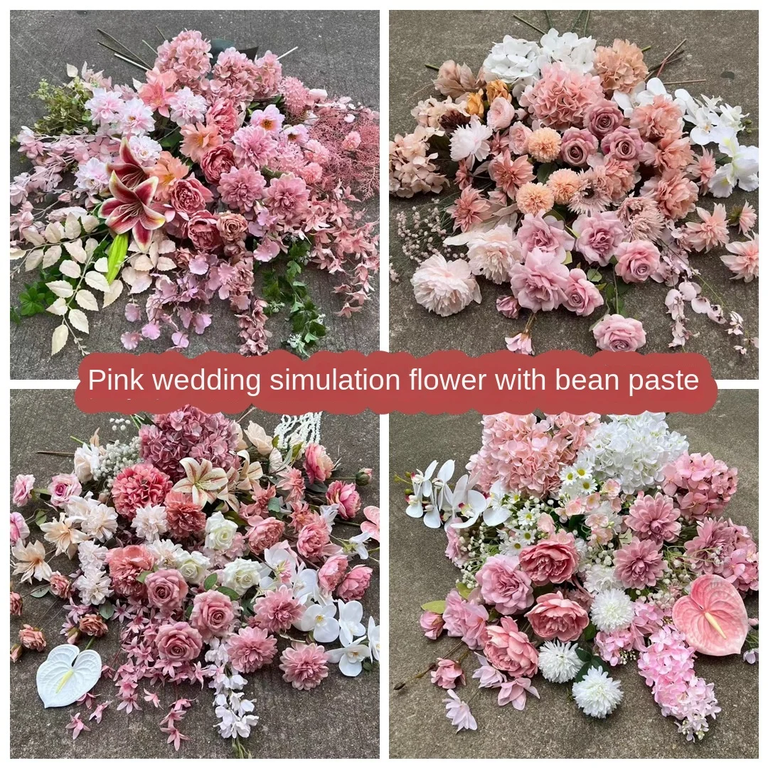New Bean Paste Pink Wedding Flower Simulation Soft Decoration Fake Flower for Wall Wholesale Dirty Pink Meat Wedding Road Lead