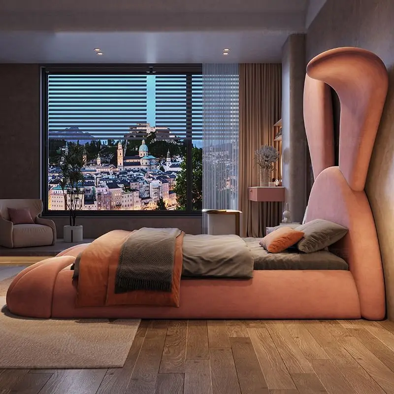 Luxury Children Bed room Furnitures Creative Animal Rabbit Shaped Child Beds The Modern Velvet Metal Frame Leg Kid Bed For Kids