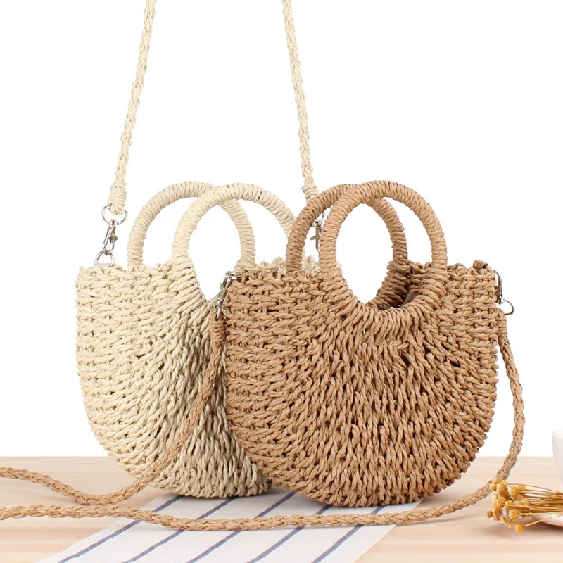 Custom Hot Sale Handmade Summer Women Straw Bag Paper Straw Beach Tote Bag Custom Eco Shopping Bag