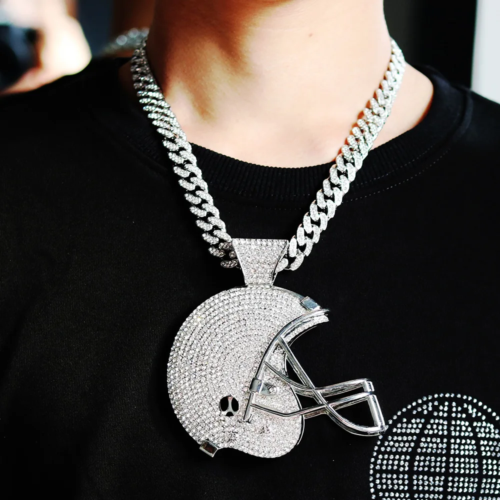 Three-dimensional full diamond exaggerated hip-hop big pendant, hockey cap pendant, hipster street pendant