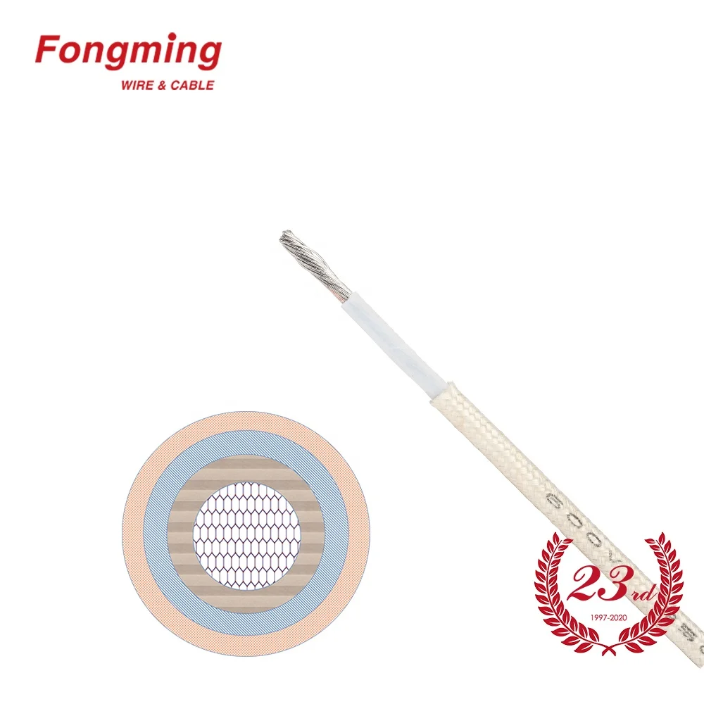 300V 600V 250C 24awg 20awg 18awg 16awg 14awg 12awg 10awg PTFE Лента Изолированные Стекловолоконные плетеные провода и