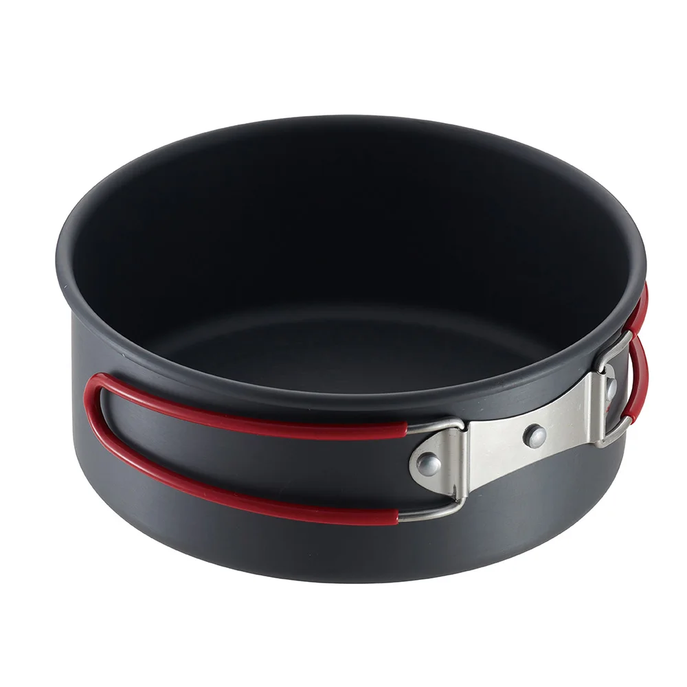 Outdoor Portable Tableware Set 4 Pcs Hard Anodized Camping Pan Pot Cookware Set