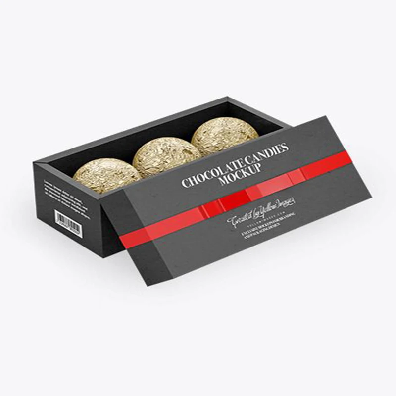 Bonbon Chocolate Truffle Packaging Boxes Cardboard Paper Custom Logo Printed Luxury Candy Dessert Sweet Black Kraft Paper OEM