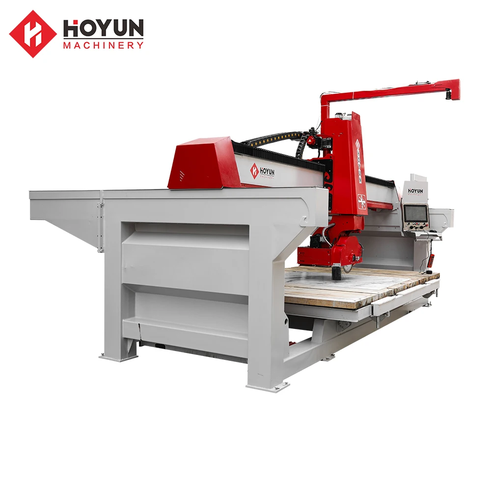 HOYUN High Efficiency Cnc Granite Cutting Five Axis Bridge Saw Stone Marble Saw Cutter For Processing Bathroom Countertops