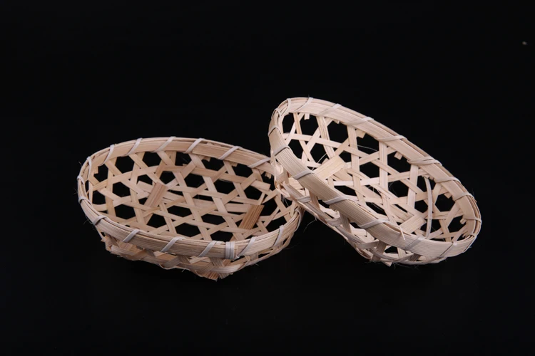 Biodegradable kitchen vegetable storage picnic round straw/wood woven bamboo hamper basket set with lid for gifts