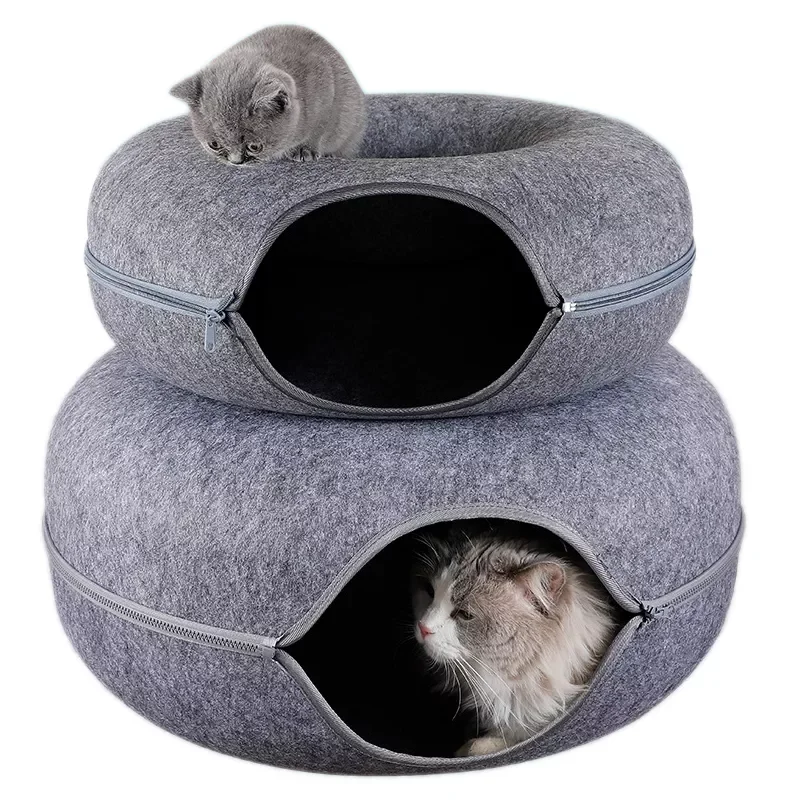 Relaxlines 2023 High Quality Hot Selling Donut Shape Felt Cat Tunnel House