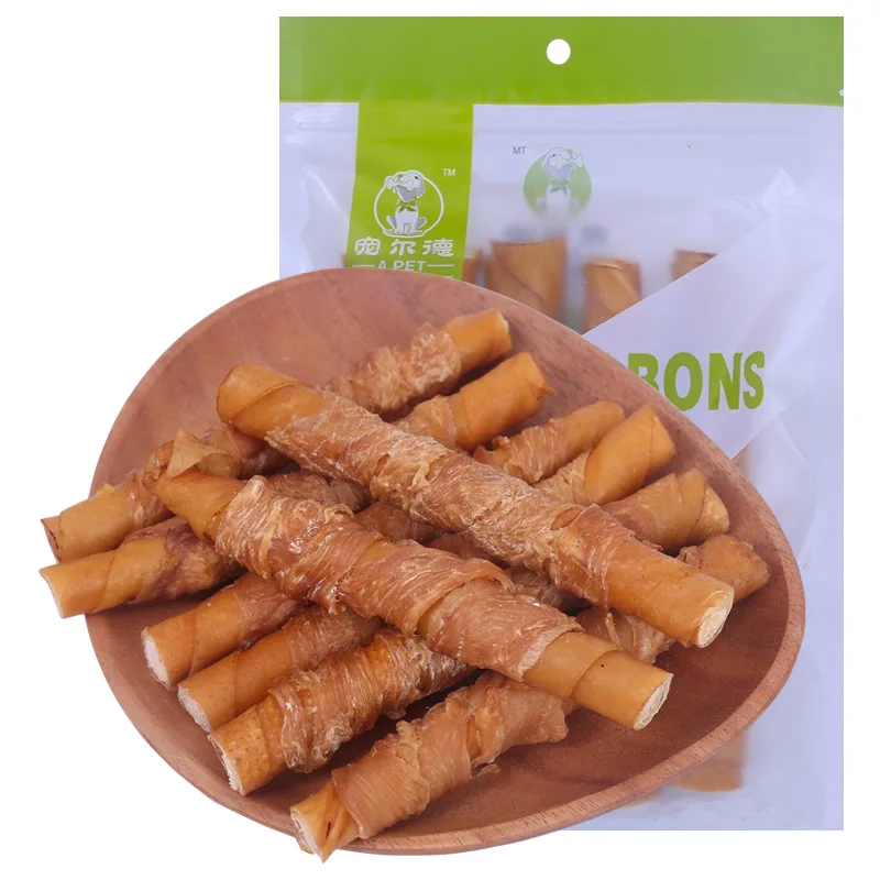 Healthy Hot Sale Molar Stick Smoked Pig Skin Wrapped Chicken Bite Resistant Dog Snack