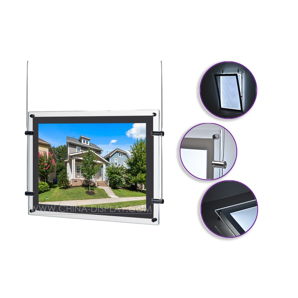 High quality acrylic board illuminated signs shop restaurant decorative light boxes real estate led window display light box