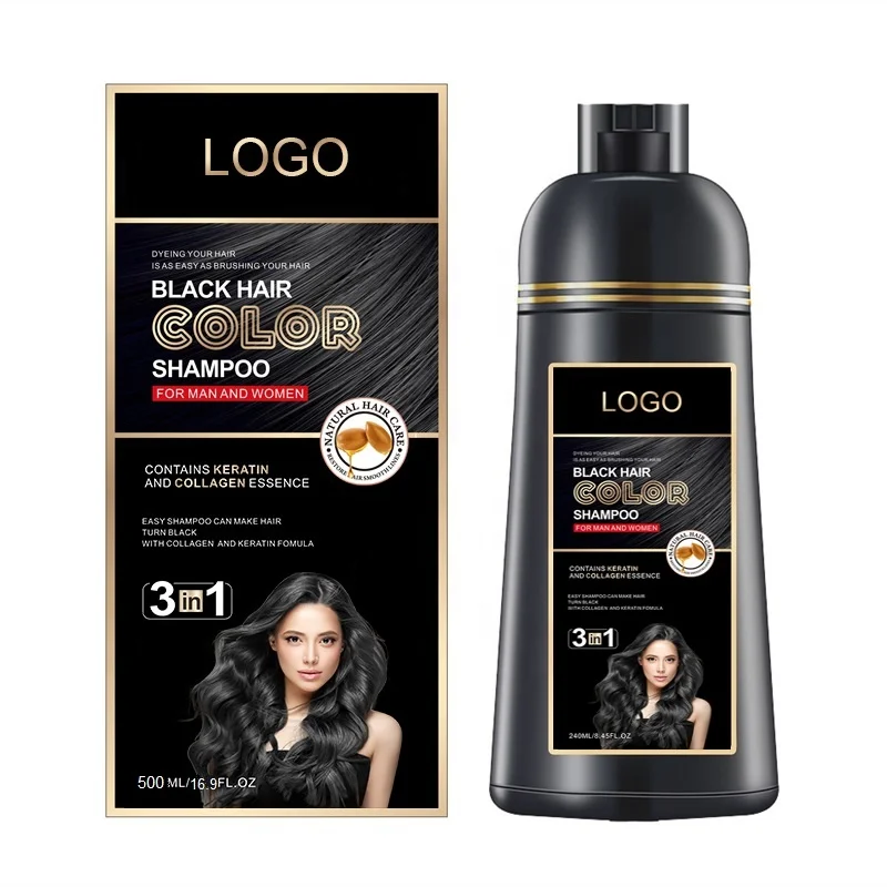 High Quality Home Use Hair Color Shampoo 3 In 1 Fast Dye Ammonia Free Black Colour Shampoo Dye