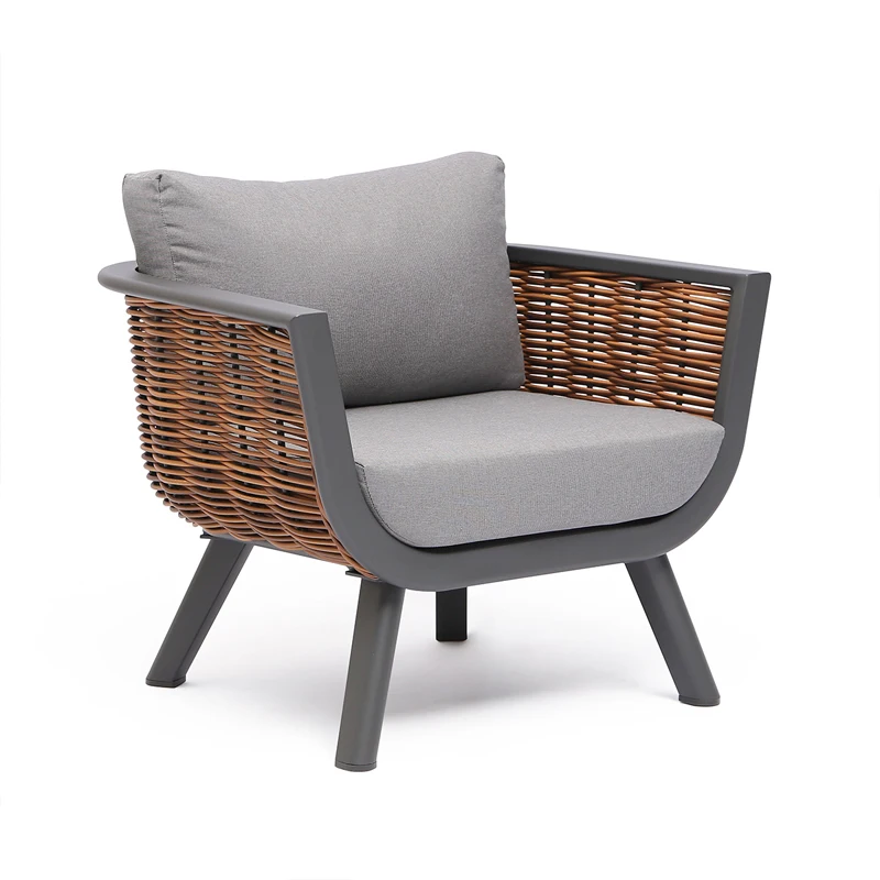 2024 New Design Outdoor Patio Modern Sofa Set Garden PE Rattan Aluminum Sofa Chair And Table Set