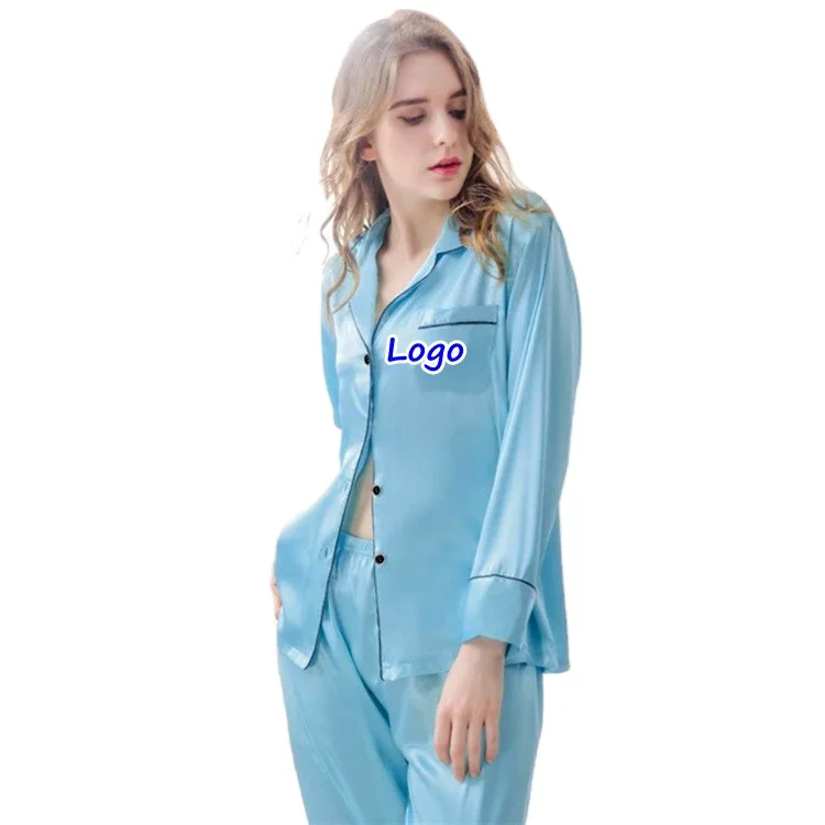 LH Womens Silk Satin Pajamas Loungewear Two-piece Sleepwear sets lounge wear two piece set