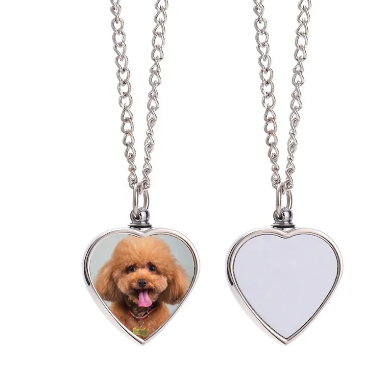 Heart Cremation Sublimation Pendants Necklace Memorial Ashes Keepsake/Urn Necklace with Filling Tool