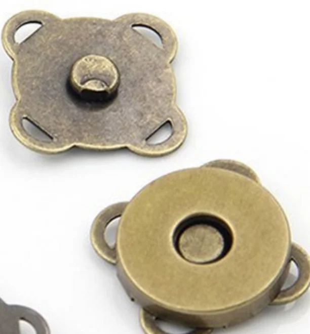 Flower 4 Holes Square Bag Clothing Custom Hidden Magnetic Snap Clothes Metal Sewing Magnet Button
