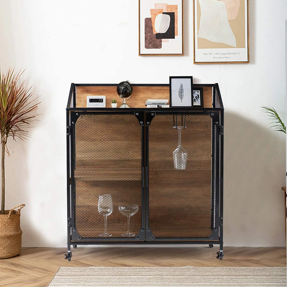 Industrial Metal Mesh Buffet Entryway Storage Cabinet Doors tv Cabinet