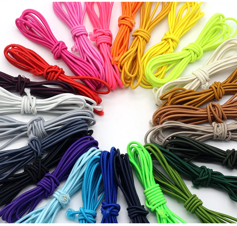 Wholesale Factory Custom colorful round polyester elastic cord Tape 1mm 2mm 2.5mm 2.8mm 3mm elastic string