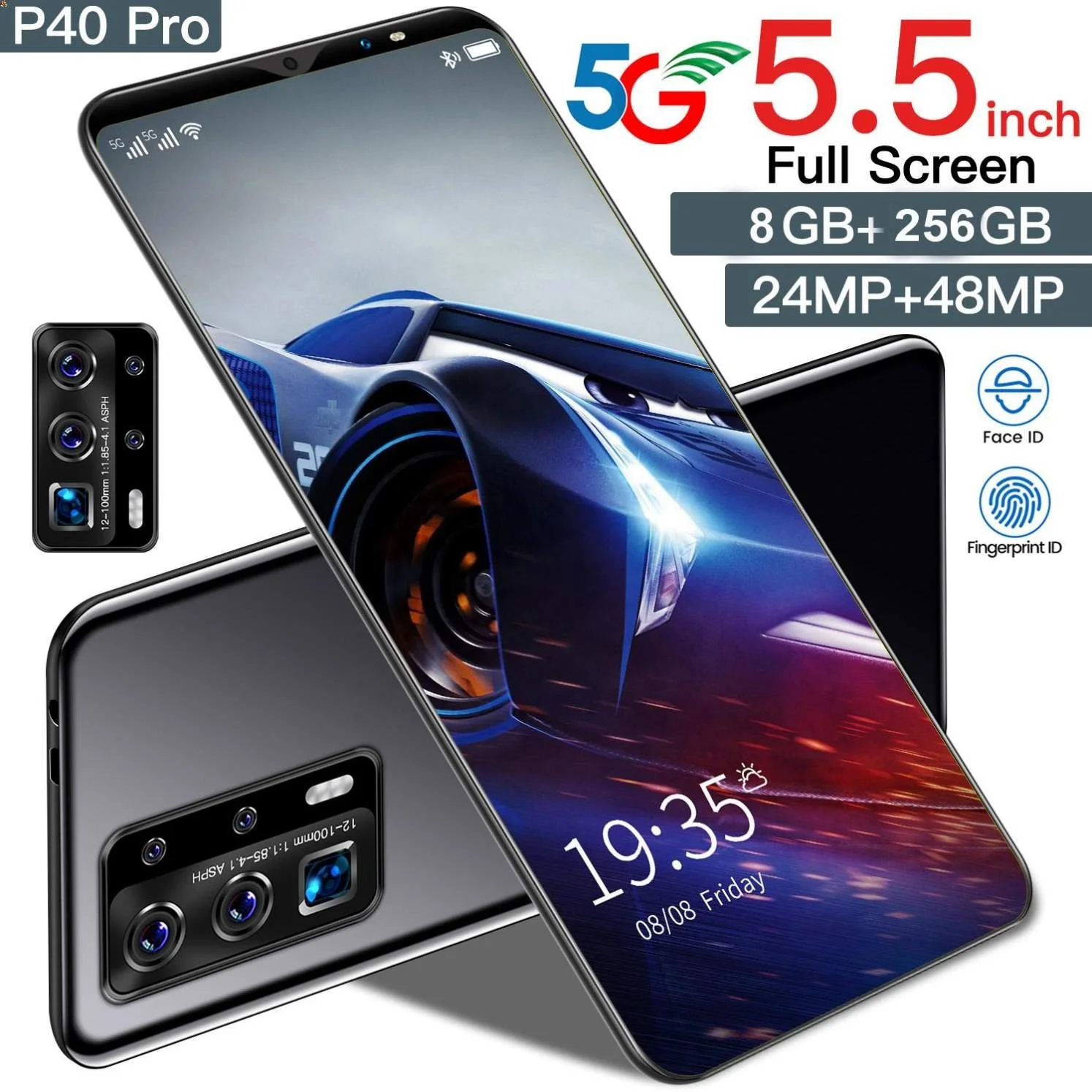 cheap price Android10 Smartphone p40 pro 5.5Inch Cell smart phone 8+256GB 3g 4g 5g Android Mobile Phone